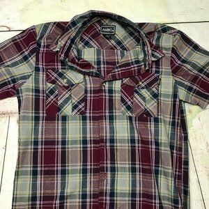 Ambiguous Men's Maroon Plaid Button Up - Small